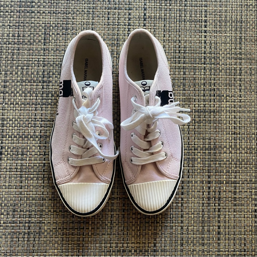 NEW Isabel Marant Pink Canvas Binkoo Low Top Sneakers - Picture 2 of 11